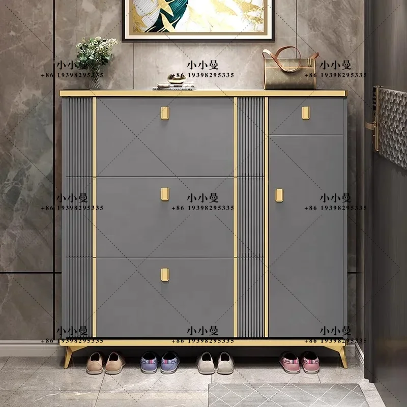 Customizable Rotating Ultra-Thin Wooden Shoe Cabinet, Foldable Entrance, Home Furniture, Rotating Shoe Rack Storage Cabinet