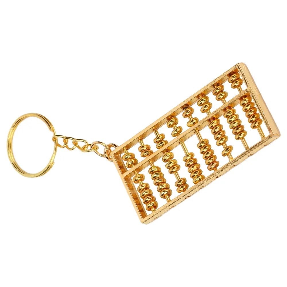 2pcs Alloy Abacus Keychain 8 Rolls Portable Abacus Key Ring Golden Mini Abacus Keychain For Handbag Decoration