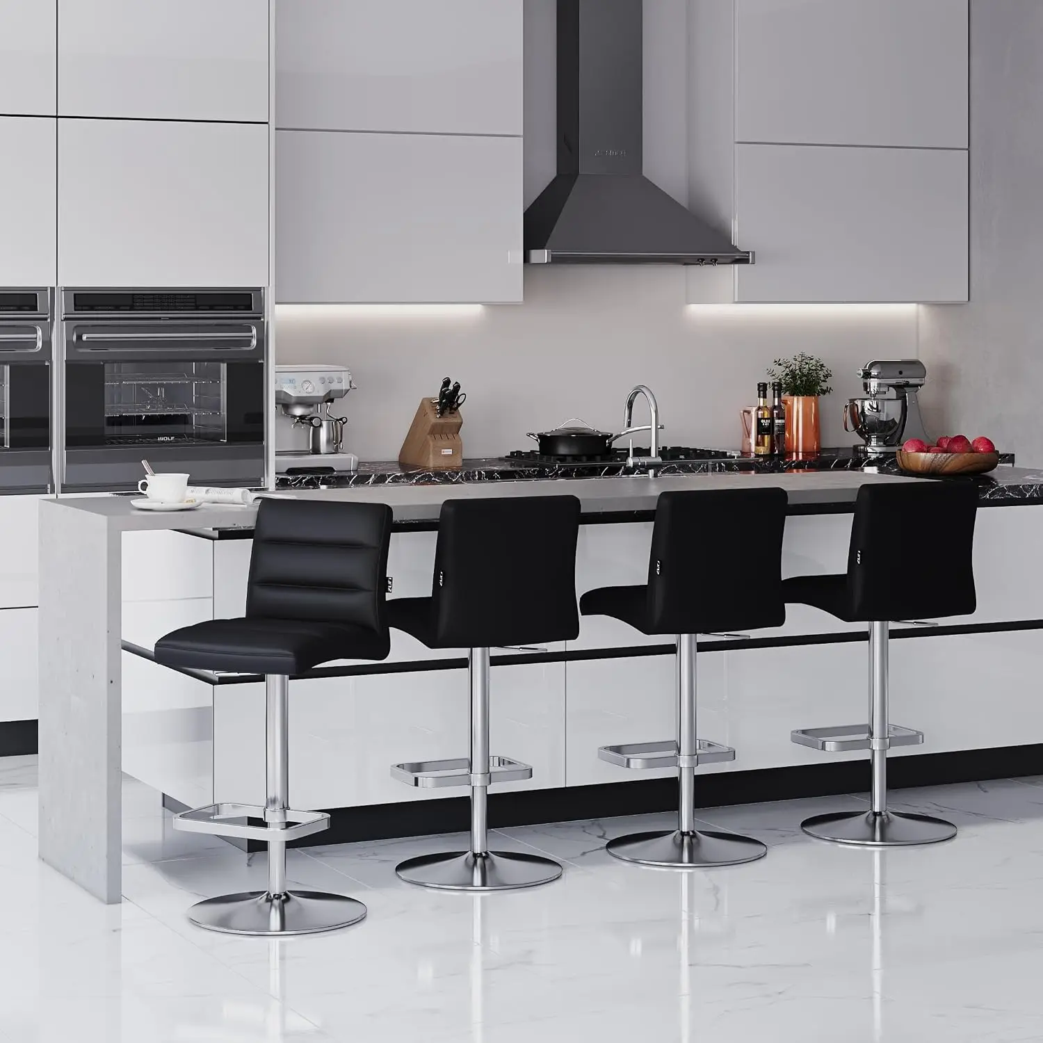 Adjustable Height Swivel Bar Stool Armless with Brushed Steel Base, Customized