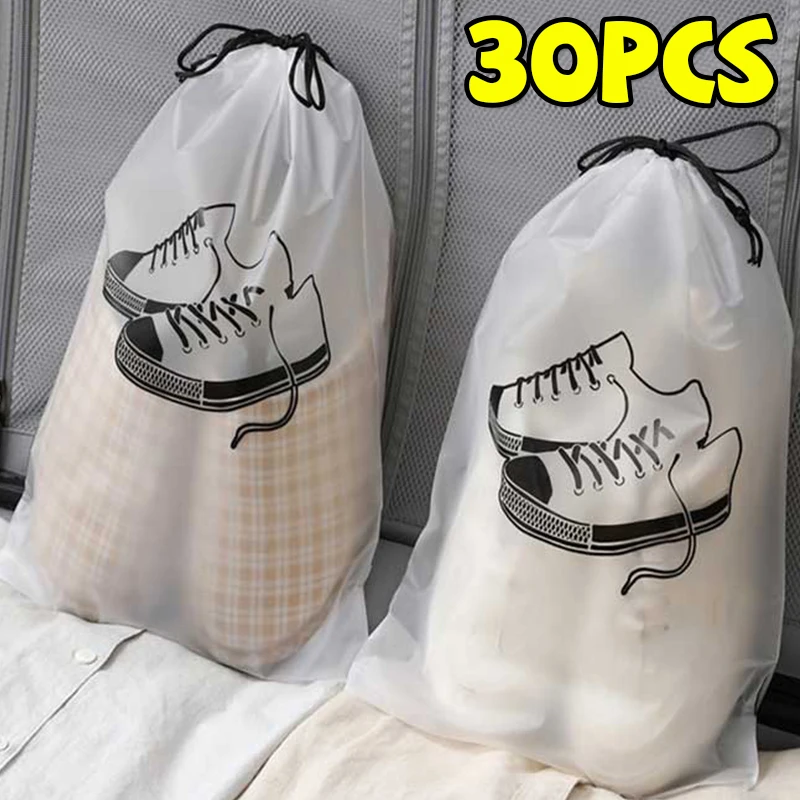 Saco de sapato não tecido com cordão, Saco De Armazenamento, Dustproof e Anti Amarelecimento, Air Drying Bag, Travel Shoe Cover, 1 Pc, 30Pcs