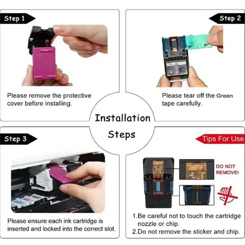 

[A26M] Portable Convenient Compatible with HP650XL Ink Box HP1015 1515 2515 2545 2645 3515 4645 Printer, Black Colorful Set