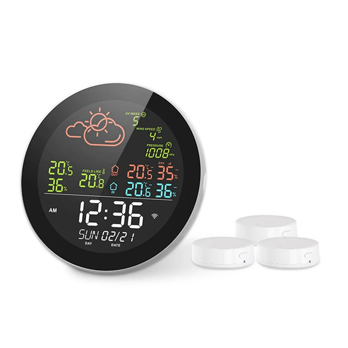 

Tuya WIFI Weather Station Table Clock Outdoor Indoor Temperature Tester Weather Forecast Thermometer Hygrometer B