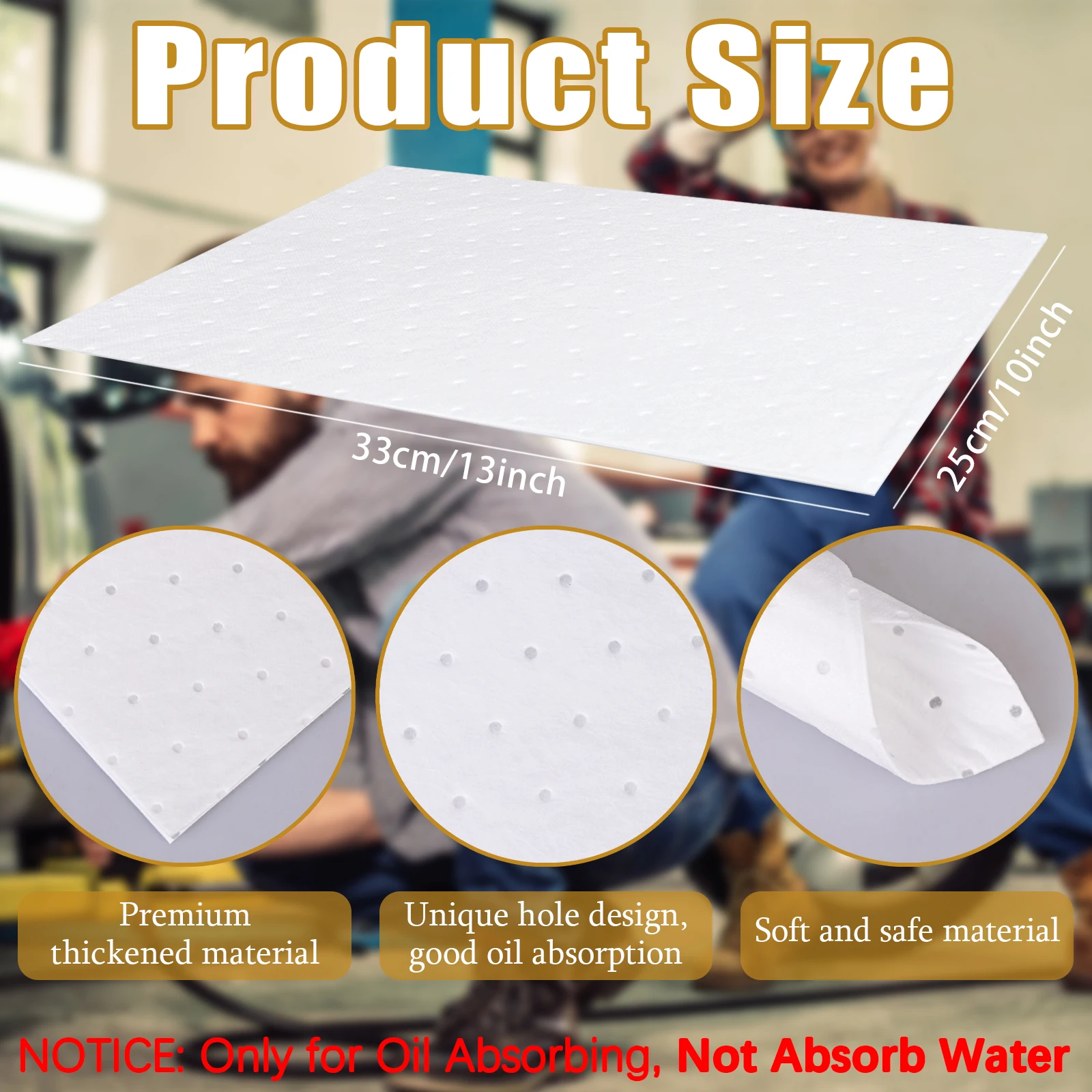 20pcs White Oil Spill Absorbent Sheets Oil Absorbent Pads/Mats (Oil/Fuel Only), Oil Pads For Spillage Cleanup - Industrial