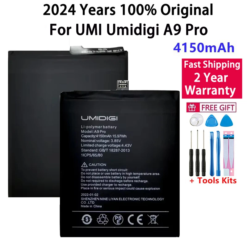 

2024 Years 100% Original For UMI Umidigi A9 Pro Battery For UMIDIGI A9 Pro A9Pro 4150mAh Cell Mobile Phone Batteries Bateria