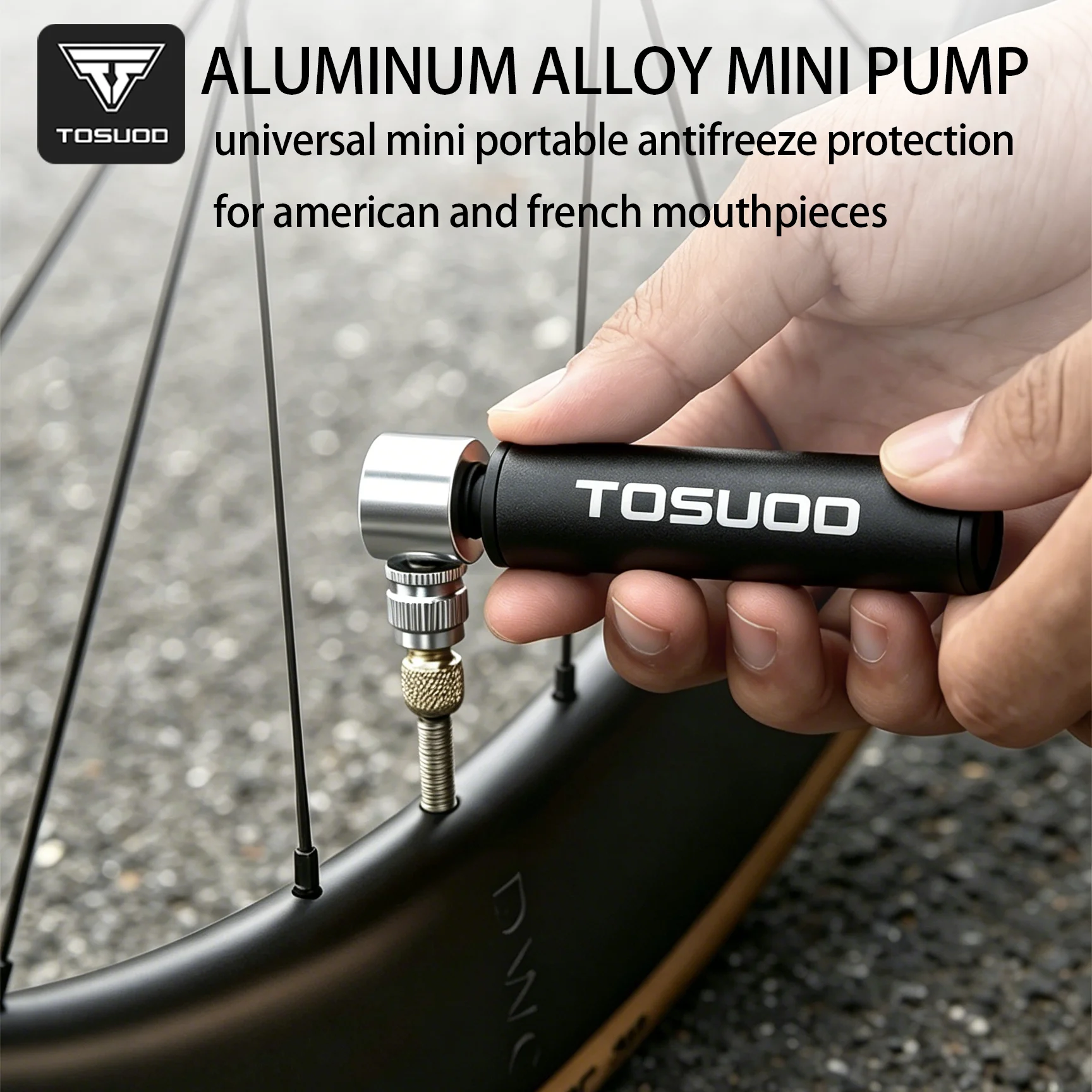 TOSUOD Mini-Fahrradpumpe, kompakt, tragbar, Hochdruckpumpe, universell für Rennräder, faltbare Fahrradpumpe