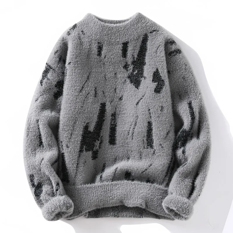 Men's pullover, soft sweater, Winter thickened sweater, brand clothing, mink fleece, thermal, Fashion, sweater, base coat