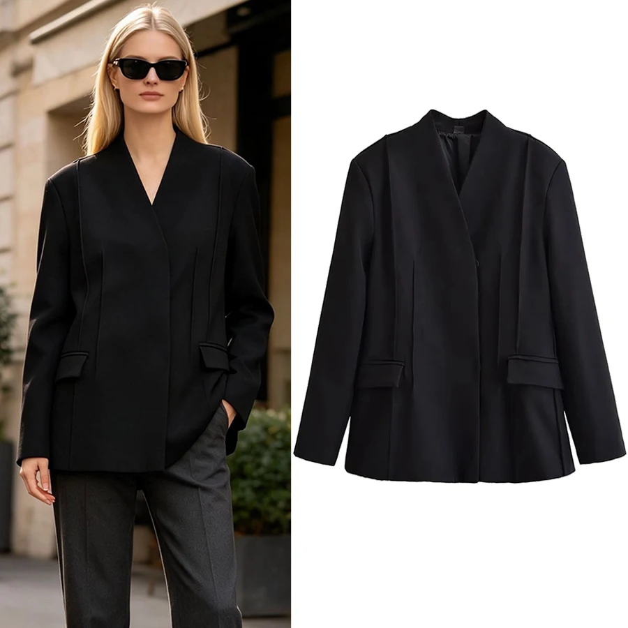 Women Elegant Blazer Women's Commute Blazer Coat 2026 Spring Fall Minimalist Office Lady Party Basic Dinner Slim-Waist Blazer