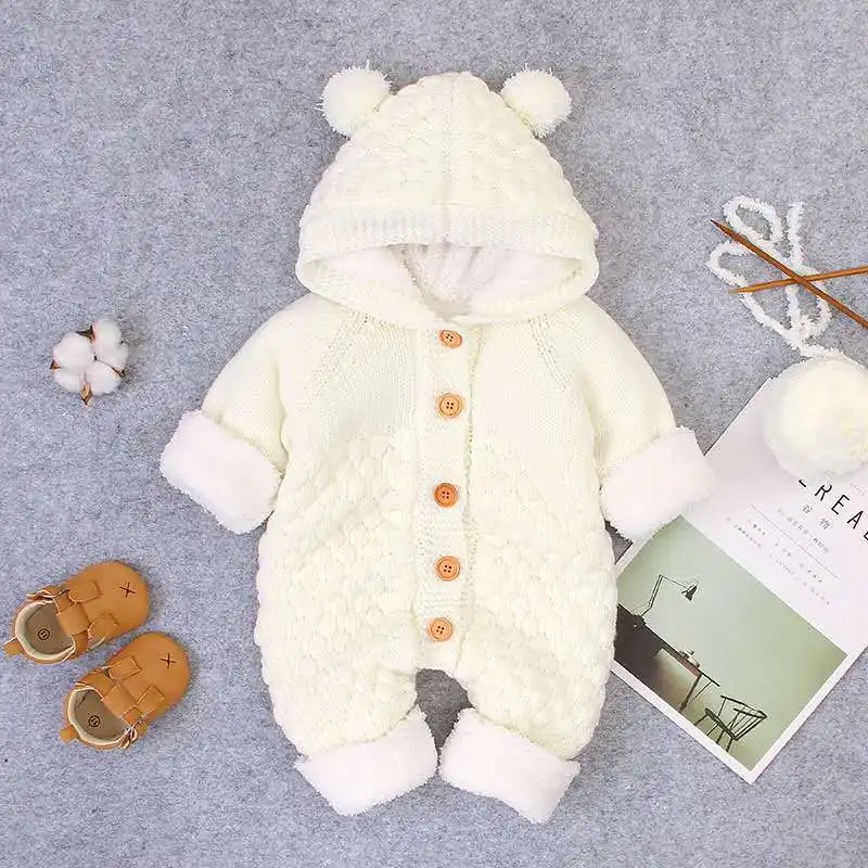 Winter Newborn Hooded Infant Children Clothes Onesie Jumpsuit Baby Girl Romper Windproof Warm Toddler Boys Costume 0 To 2 Years