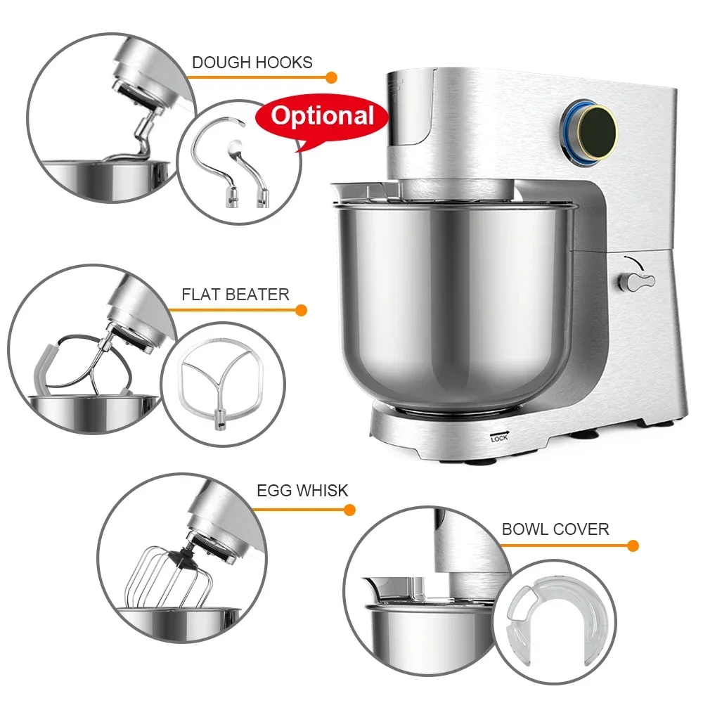 12L Home Standing Food Mixer 2000W Die-Cast Aluminum Multi-Functional Dough Mixer Stand Mixer