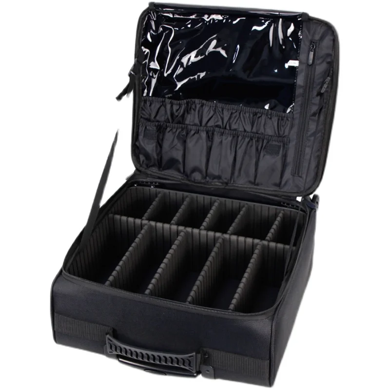 Carro de artista de maquillaje profesional, bolsa de maquillaje, Maleta de cosméticos, caja de almacenamiento especial para bordado de uñas de gran capacidad, equipaje