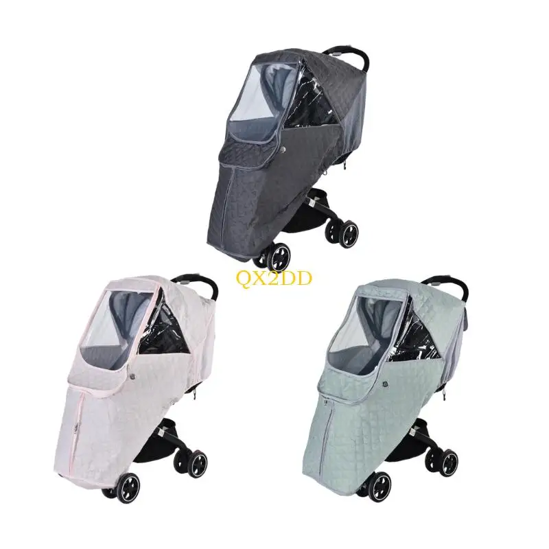 QX2D Clear Strollers Wind Cover All Season Easy installs Baby Pram Accessory