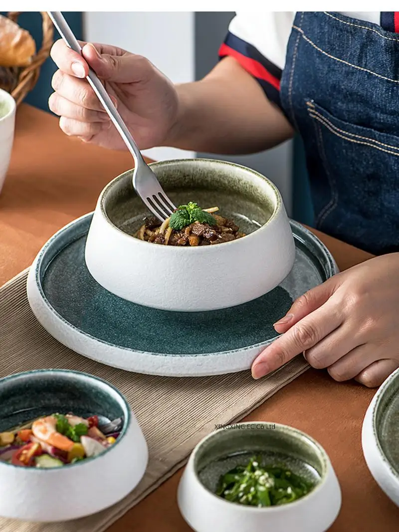 

Японская миска для риса, десертная керамическая тарелка, западная стейк, домашний фруктовый и овощной салат, соус