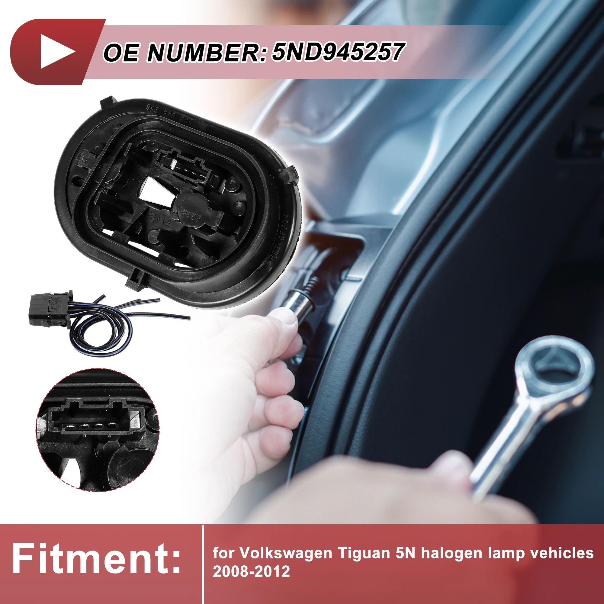 

UXCELL Right Tail Light Socket Wiring for Volkswagen Tiguan 5N halogen lamp vehicles