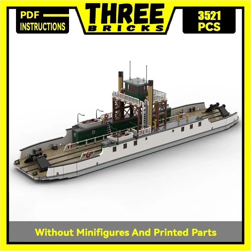 

City Ship Model Moc Building Bricks Bigger Railroad Ferry Transport Vessel Technology Blocks Gift Christmas Toy DIY Set Assembly