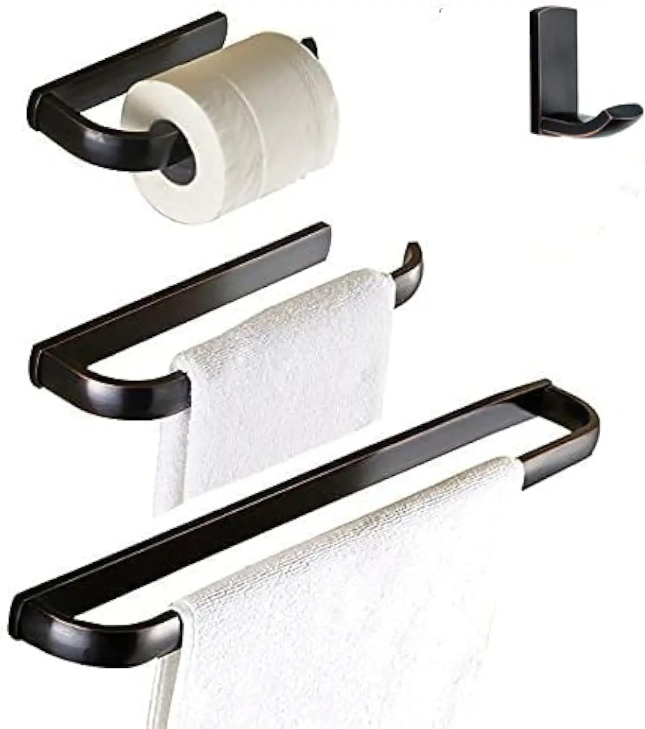 

Oil Rubbed Bronze Bathroom Accessories Set, 24 Inch Towel Bar with Toilet Paper Holder and Robe Hook, Wall Mounted