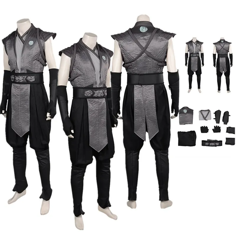 

Game Mortal Cos Kombat Smoke Cosplay Costume Men Vest Pants Outfits Fighter Roleplay Halloween Carnival Party Suit