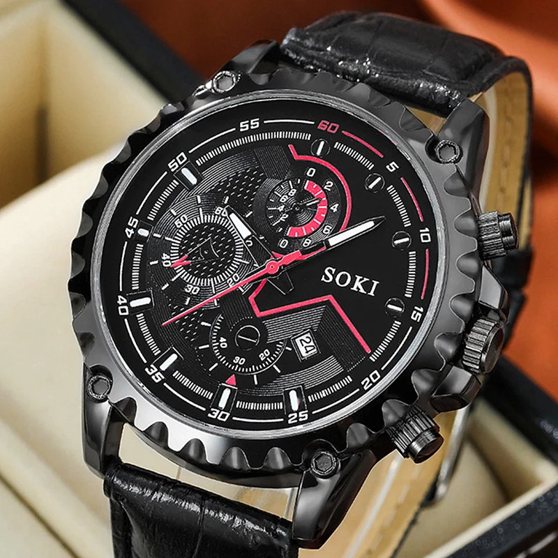 New Male Exquisite Watch Business Men Quartz Watches Waterproof Leather Fashion Casual Wristwatch Hour Relojes Hombre Saati