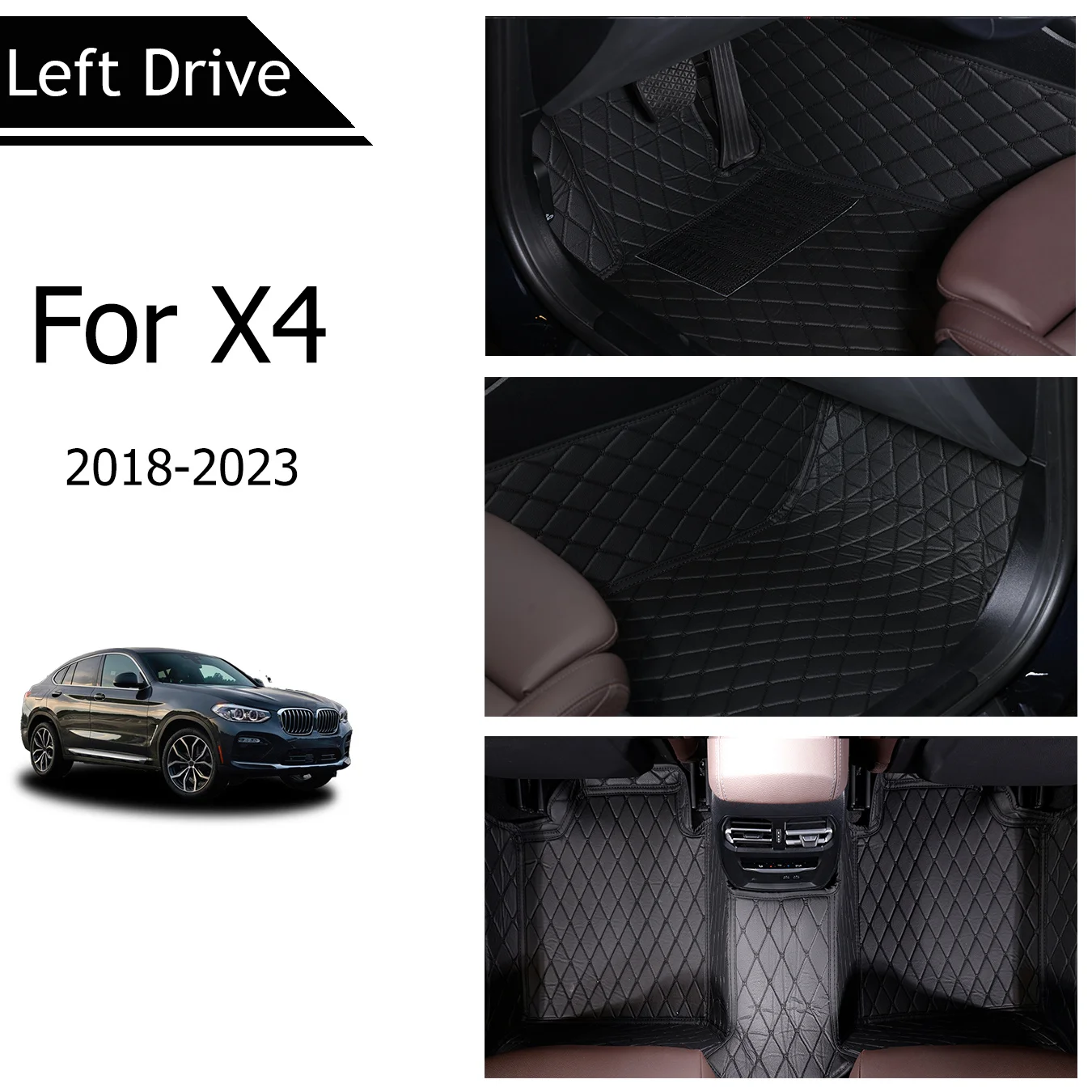 [LHD] For BMW For X4 2018-2023 Three Layer PU Leather Stereo Full Cover Anti-Slip Car Mat