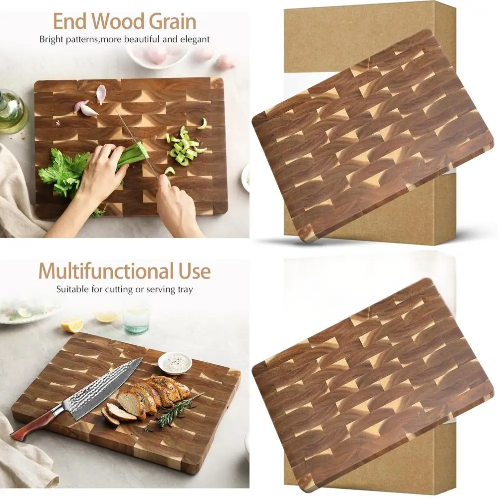 

Acacia End Grain Rectangular Cutting Board - 15.75 x 11.22 x 0.98, Suitable for Cheese and Cooktop Use