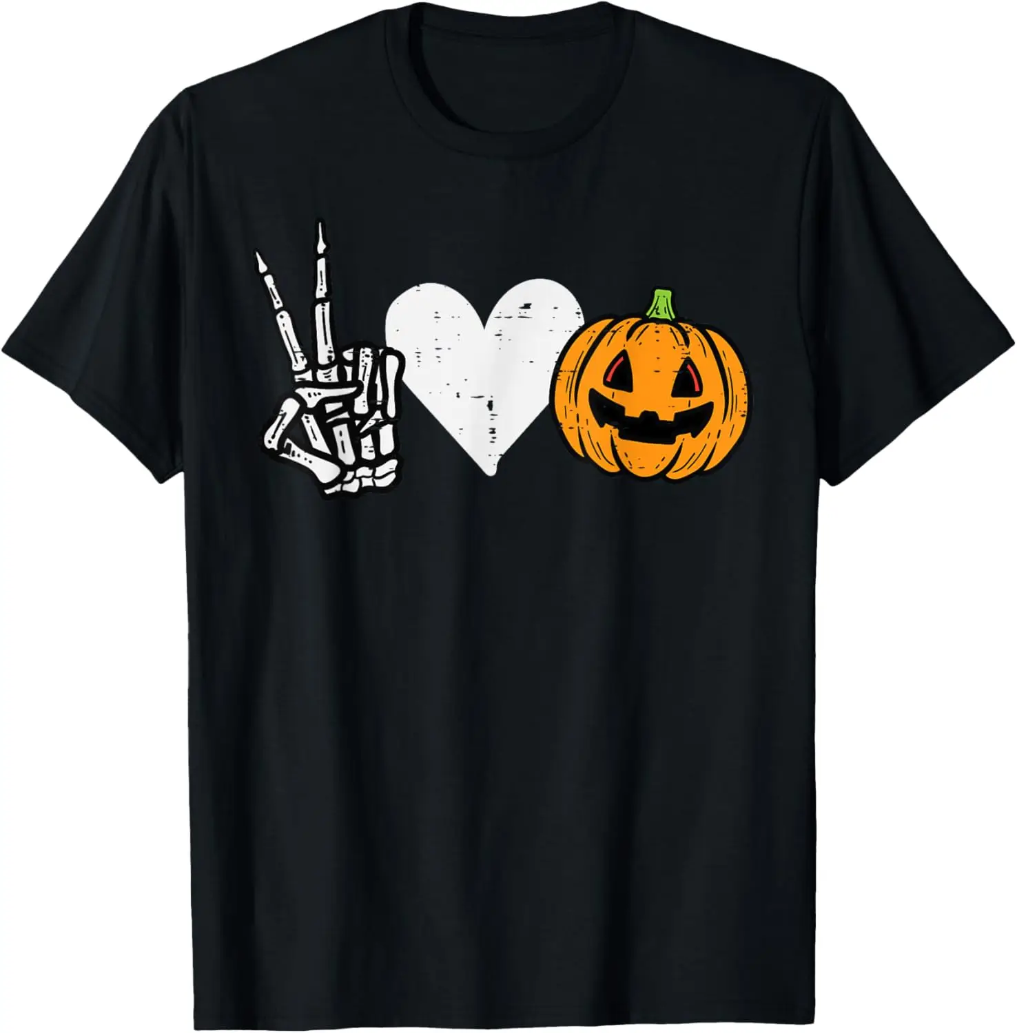 

Peace Love Pumpkin Skeleton Halloween Costume For Women T-Shirt