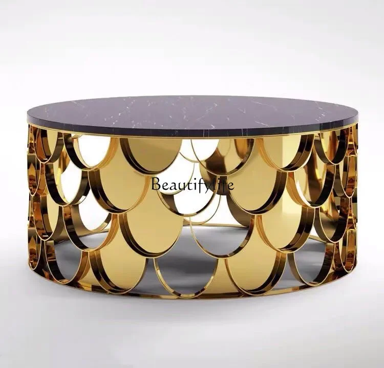

Light Luxury Post-Modern Creative Stainless Steel Scale Stylish Teapoy Side Table