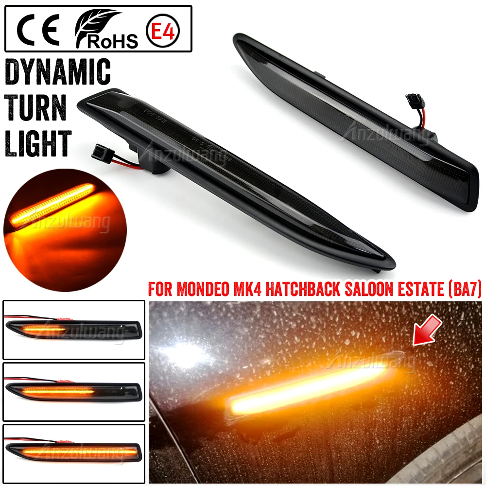 

Smoked Dynamic LED Side Marker Light Amber Turn Signal Blinker Lamp For Ford Mondeo Mk4 Hatchback Saloon Estate (BA7) 2007-2015