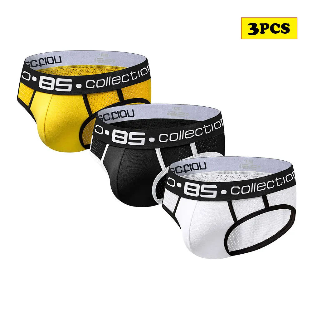 

3PCS/Set Sexy Mens Underwear Mesh Breathable Man Briefs Bikini Panties Underpants for Men