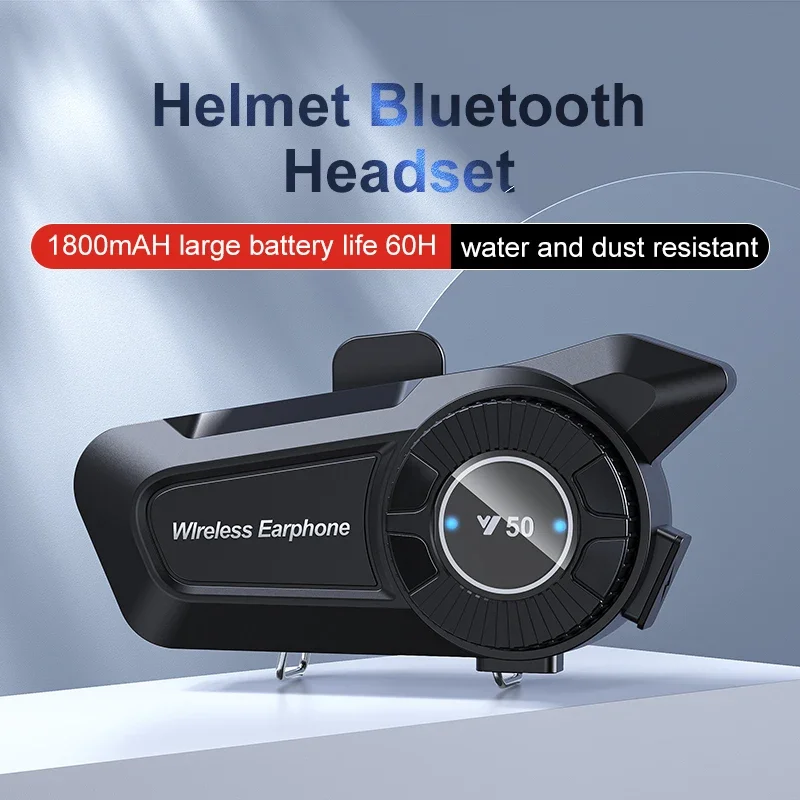 Y50 Motorcycle Helmet Bluetooth Headset Anti-Freezing Music Player Earphone IPX6 Waterproof 1800mAh 60H Long Battery Life