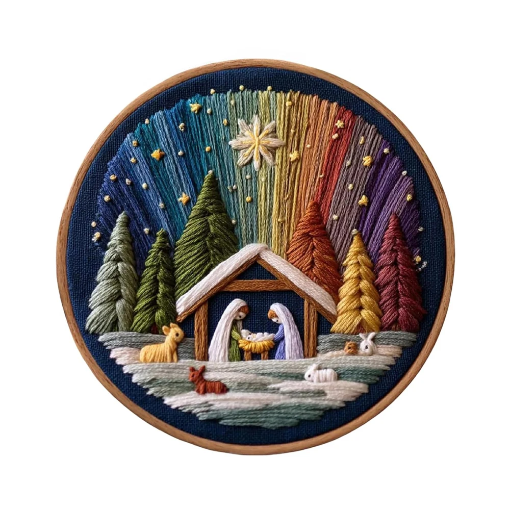 

Набор материалов для вышивания ручной работы своими руками, набор для вышивания сцены рождения Иисуса с тканью, нитью и иглами, подходит для начинающих