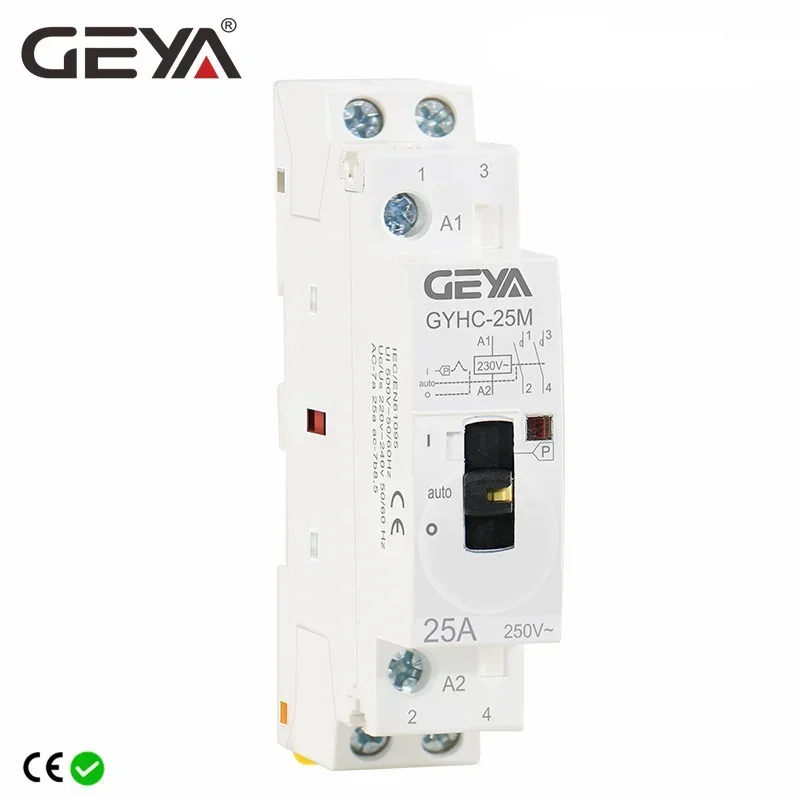 Big SALE GEYA  2P/4P 16A 20A 40A 220V 50/60Hz Manual Control Home Use AC Contactor Din Rail Type