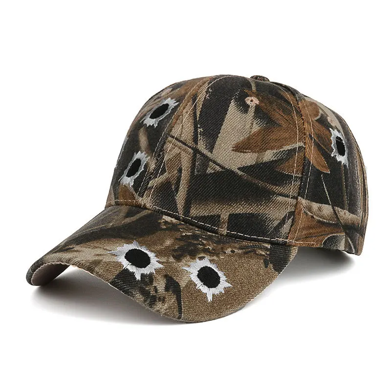 Spring and summer new camouflage bullet hole embroidered outdoor sun-shading baseball cap