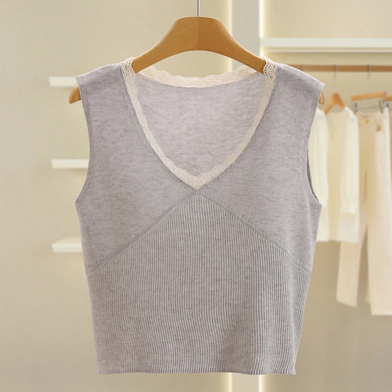 الدانتيل تقليم V-Ne سليم صالح ort محبوك سترة طبقات المرأة Faion ربيع الخريف تنفس مريحة تريكو غير رسمي