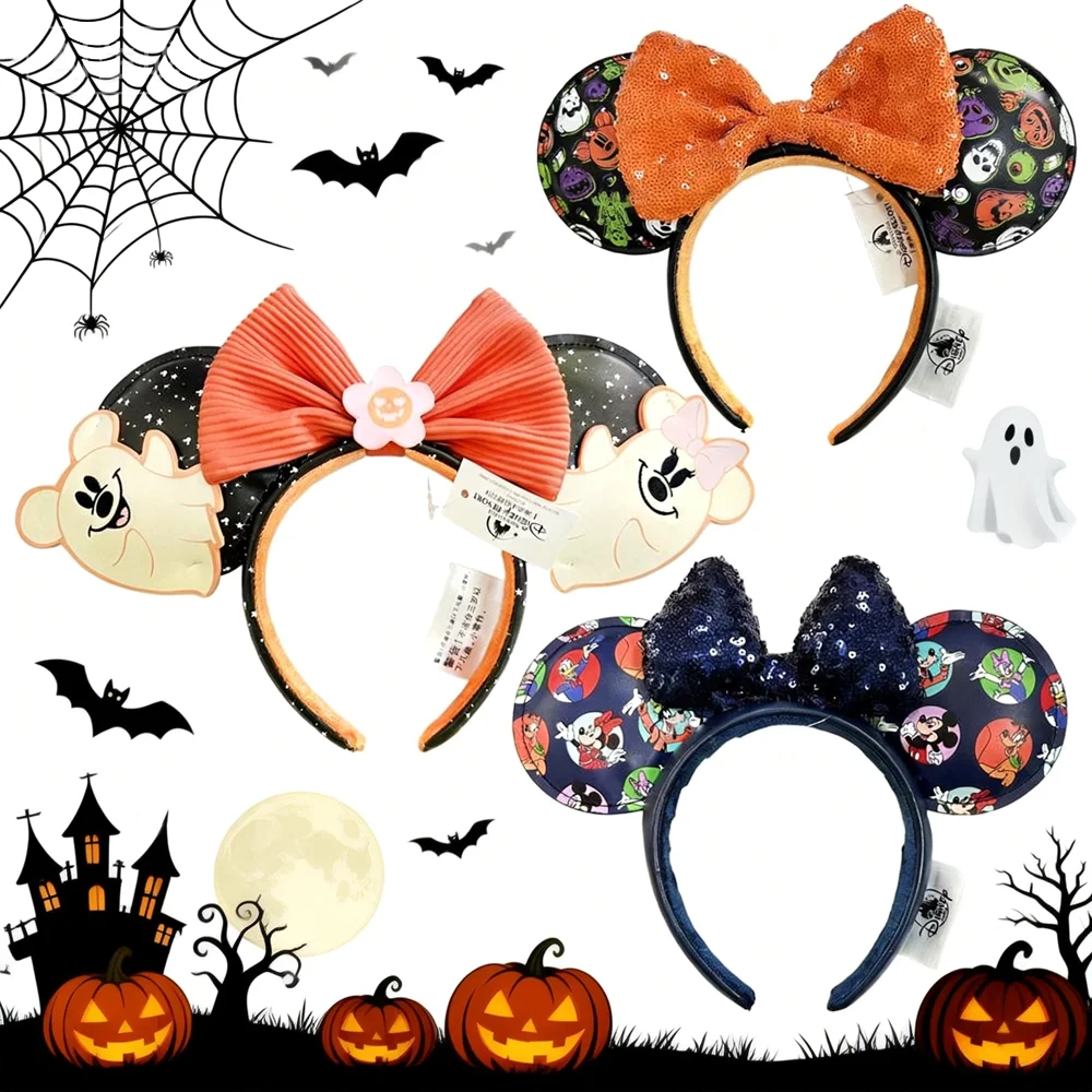 

Disney Mickey Mouse Headbands Pumpkin Lanterns Bats Spider Webs ghosts Bow Birthday Party Halloween Cosplay Costume For Women