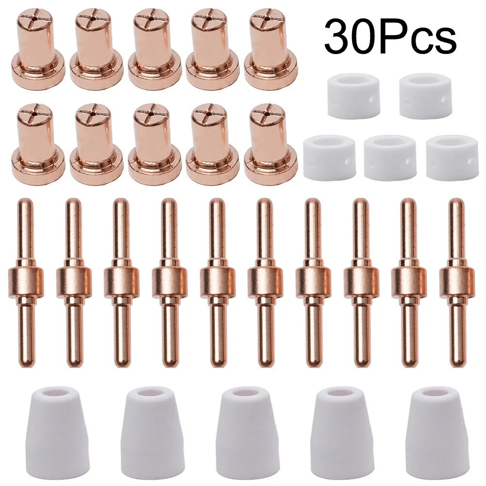 

Brand New Hot Sale Protable Plasma Cutter Electrodes Nozzles 30 Pcs Accessories CUT-40 LGK-40 PT-31 Copper&ceramic Set