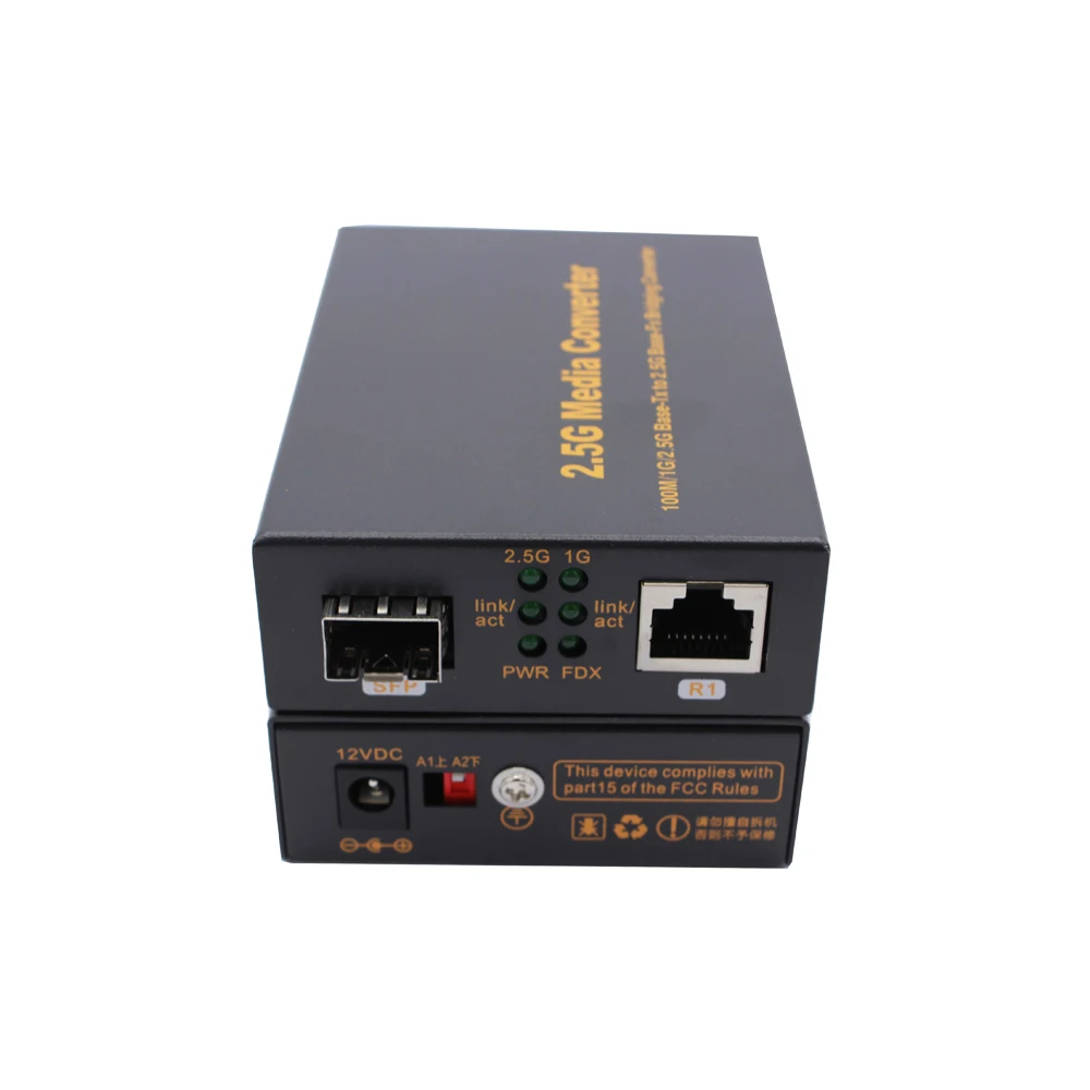 OEM 2,5G SFP RJ45 Медиаконвертер 2,5 Гбит/с UTP в SFP Оптический медиаконвертер DC12V