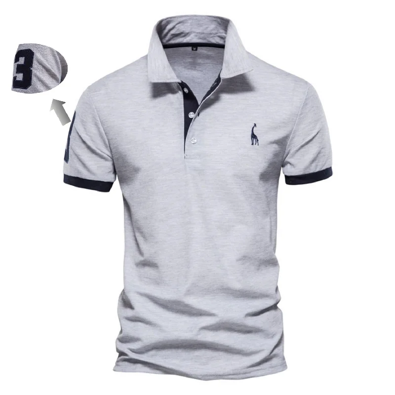 AIOPESON Borduren 35% Katoenen Poloshirts voor Mannen Casual Effen Kleur Slim Fit Heren Polo's Nieuwe Zomer Modemerk Herenkleding