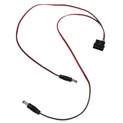 Computer IDE Molex Male to 2-Port DC 5.5*2.1 5.5mm x 2.1mm Converter Adapter Power Supply Cable 6.6A 12V 18AWG Wire 50cm