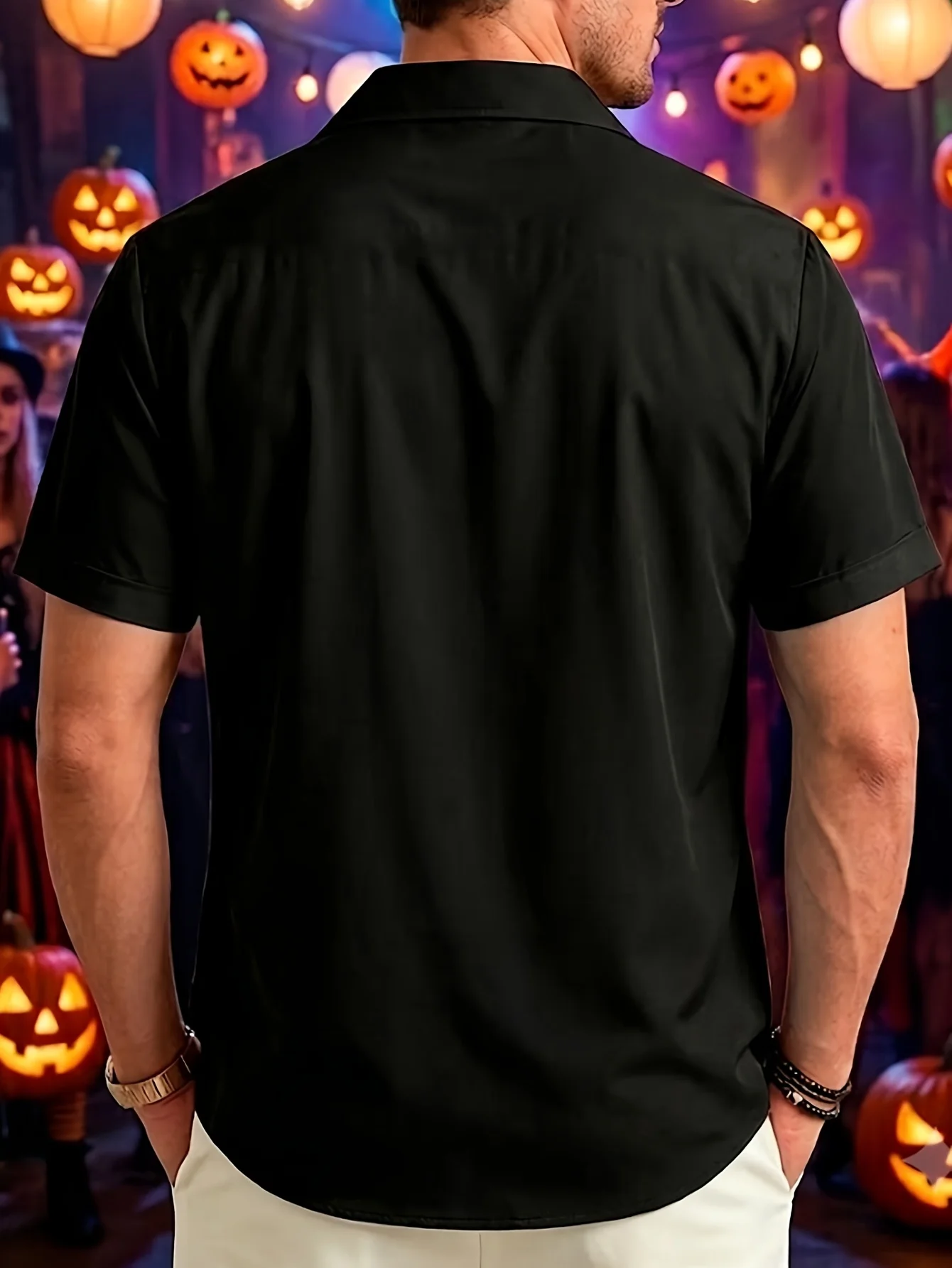 Halloween Pumpkin Spider Web 3D Pattern Printed Hawaiian Shirt Men's Large Button Holiday Party Beach Shirts Short Sleeve Shirt