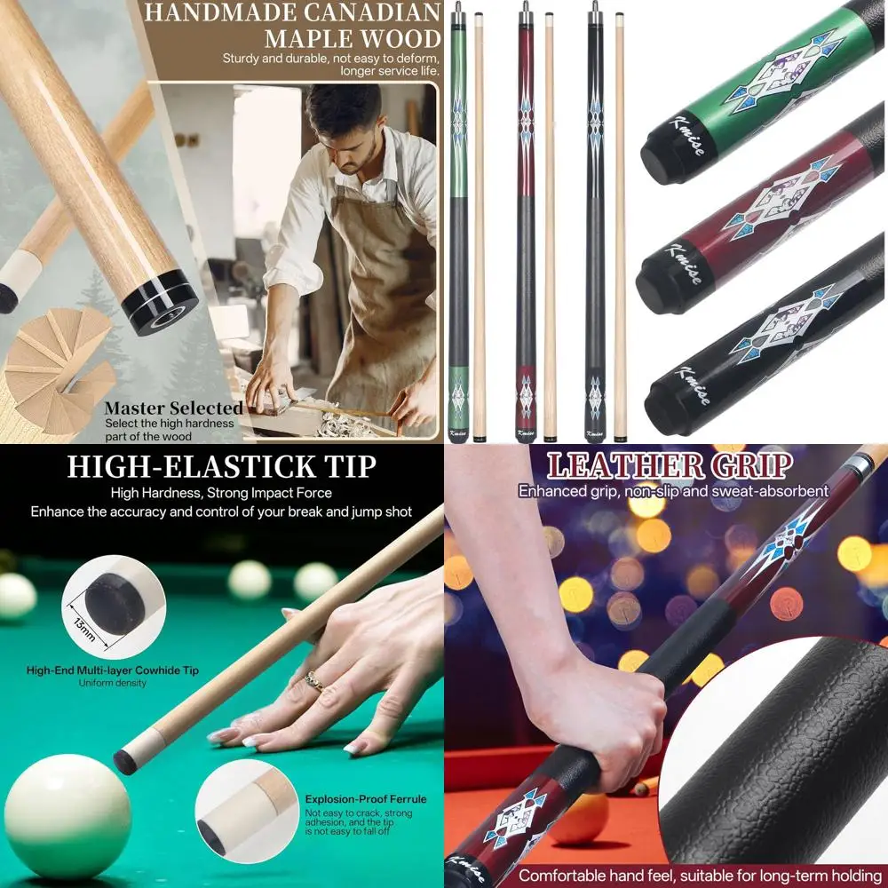 

58-дюймовые кии из канадского клена, вес 18–21 унций, бильярдные палочки для взрослых, несколько цветов, идеально подходят для барных и домашних столов