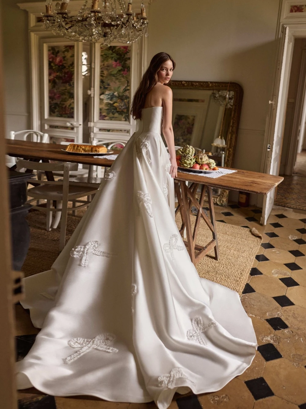 Delicate 3D Decor Wedding Dress, Flowing Satin A Line Bridal Gown, Elegant Sweetheart Neck Customized Bride Wear, New Arrival