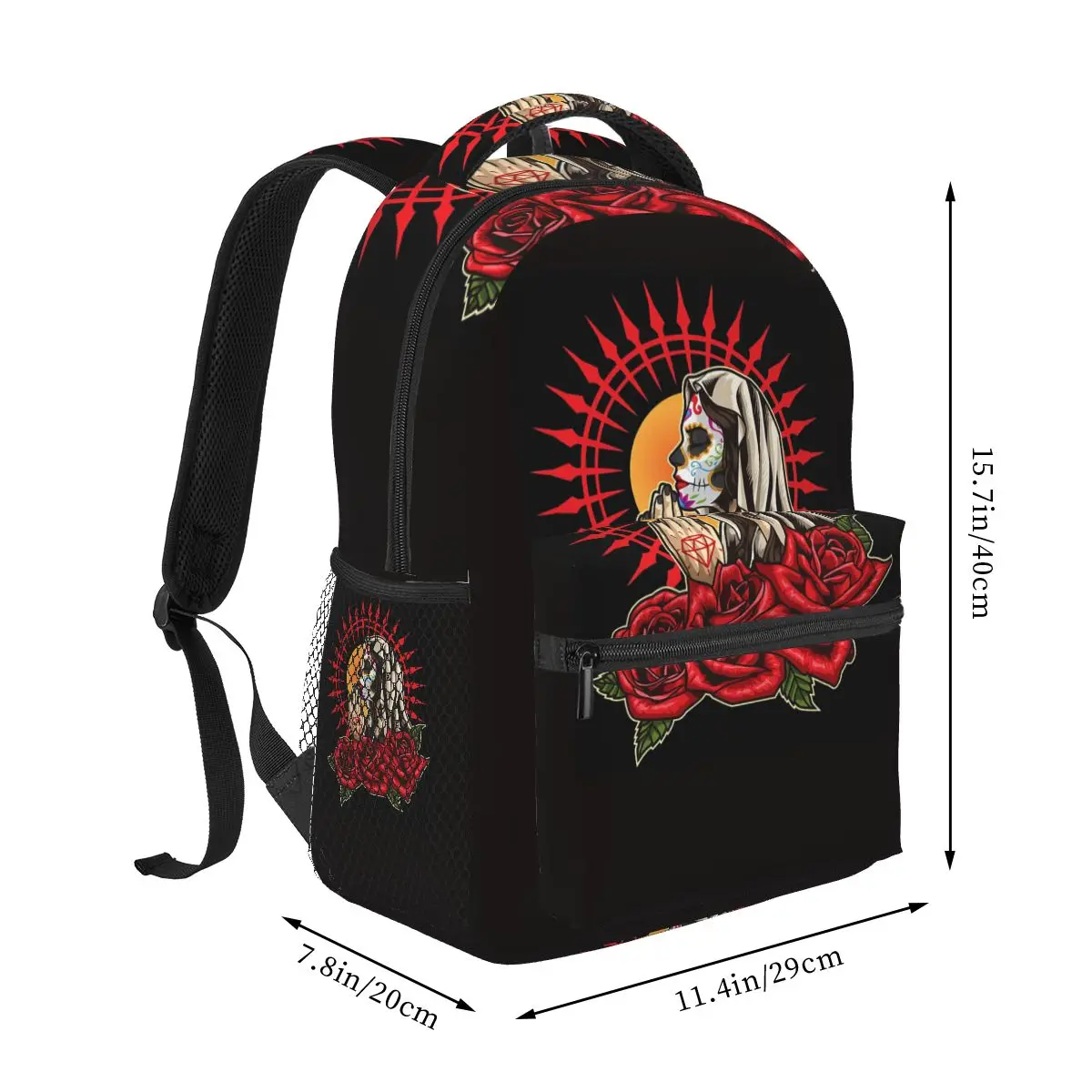 Santa Muerte Spanish Backpacks Boys Girls Bookbag Students School Bags Cartoon Travel Rucksack Shoulder Bag Large Capacity