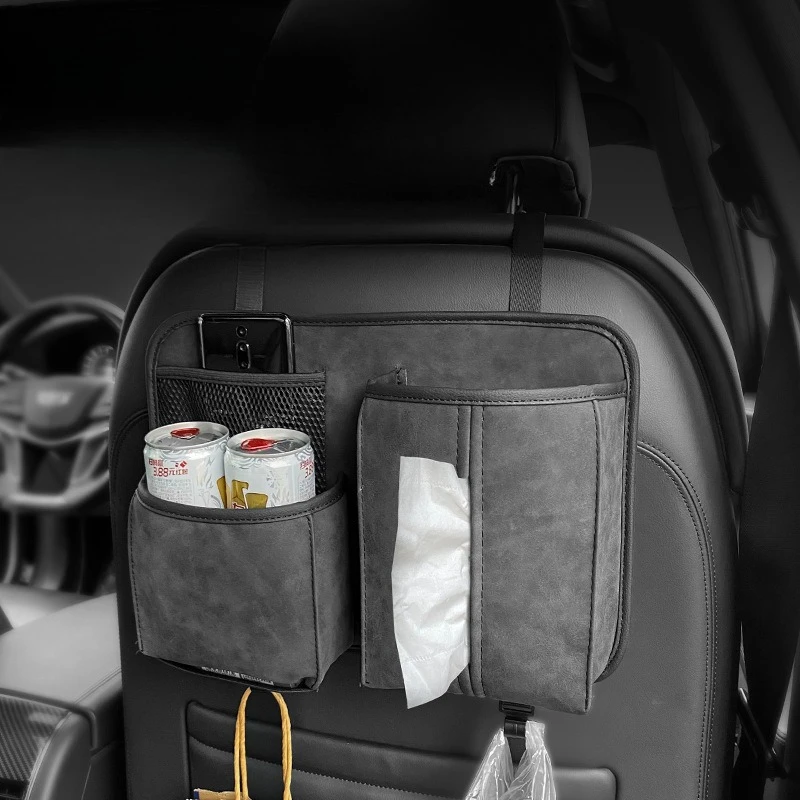 

New fur car seat back storage bag hanging bag leather car interior decoration accessories