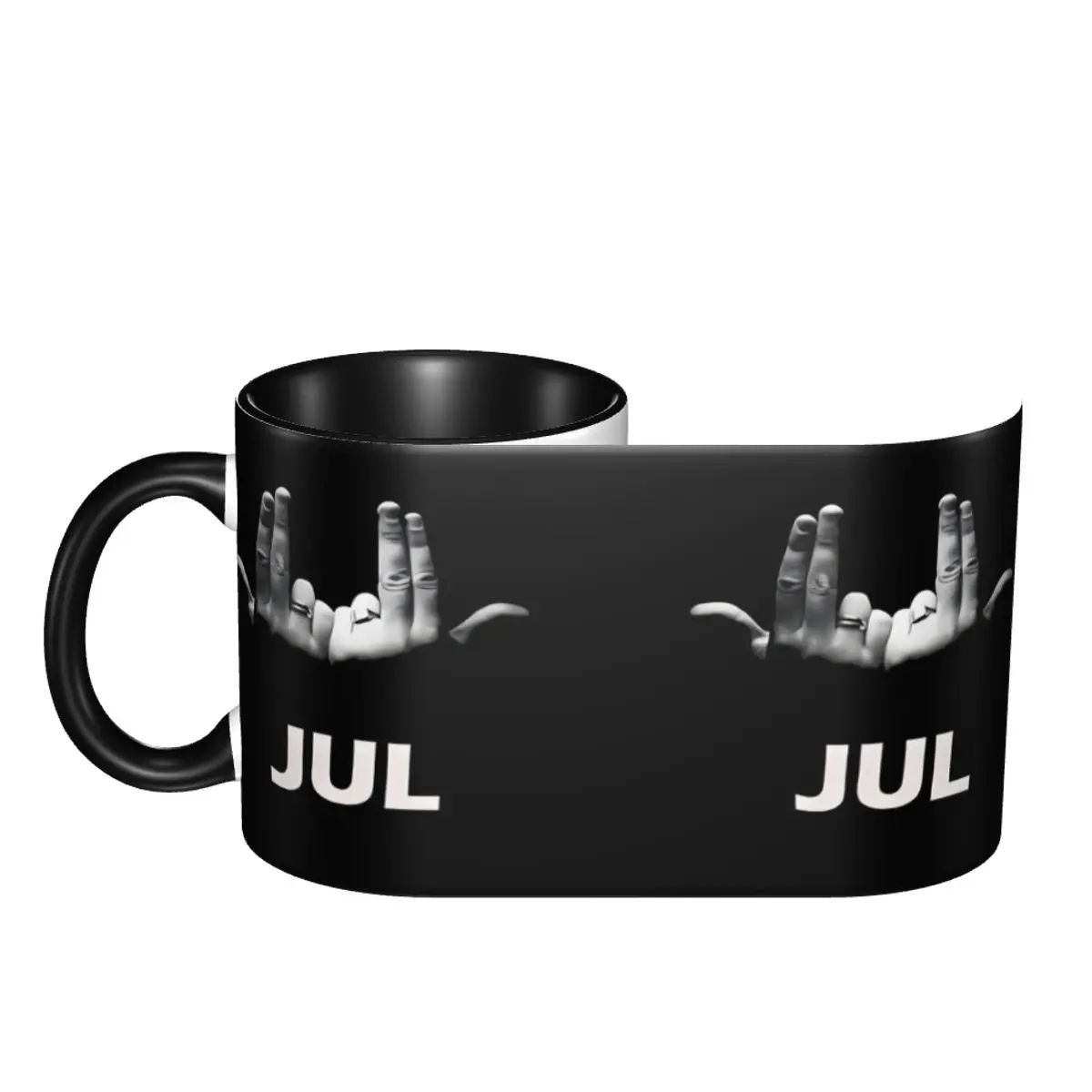 Personalized J-Juls Hip Hop Gesture Coffee Mug DIY Alien Pattern French Singer Ceramic Milk Tea Mug Cup