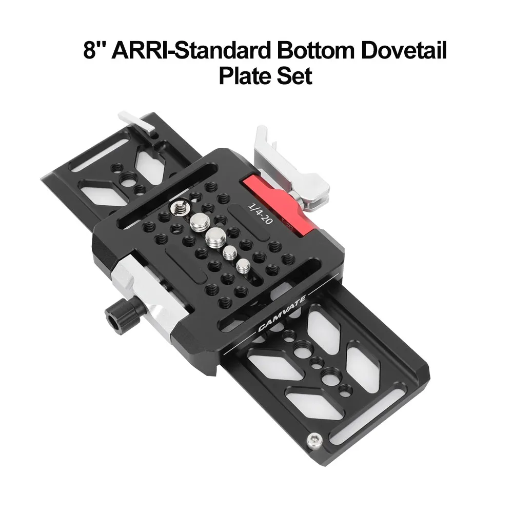camvate-8-arri-standard-bottom-dovetail-and-bridge-plate-set-with-1-4-20-3-8-16-camera-screw-for-balancing-camera