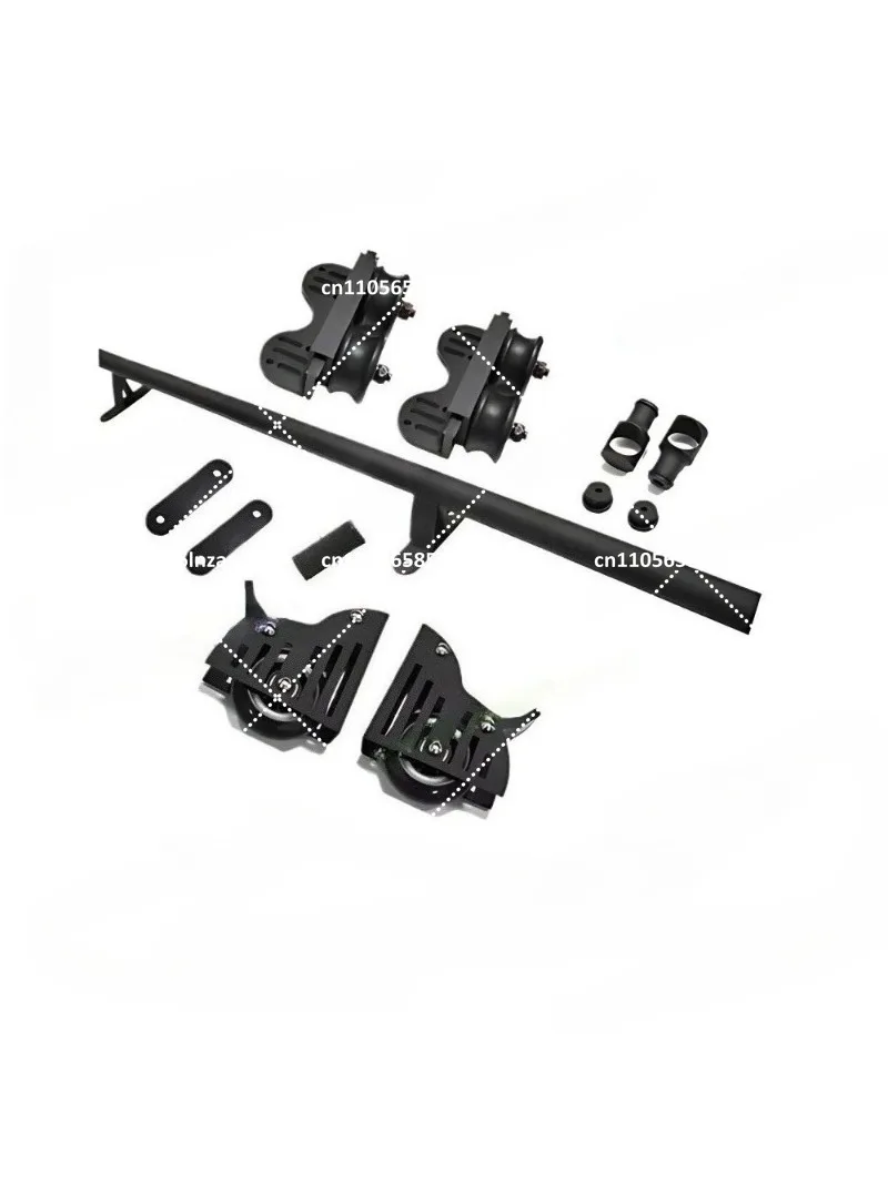Sliding Library Ladder Track Kit, Black Track, Telescopic Top Roller, Brake Bottom Wheel, 2M 5M Length