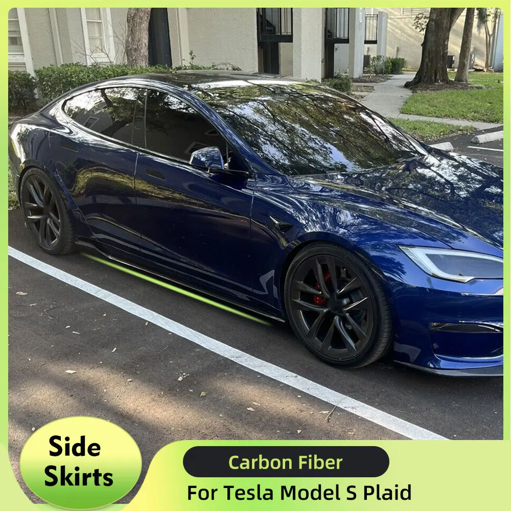 

Side Skirts Extenion Lip Aprons for Tesla Model S Plaid Sedan 4-Door 2021-2023 Carbon Fiber Car Side Extension Lip Spoiler