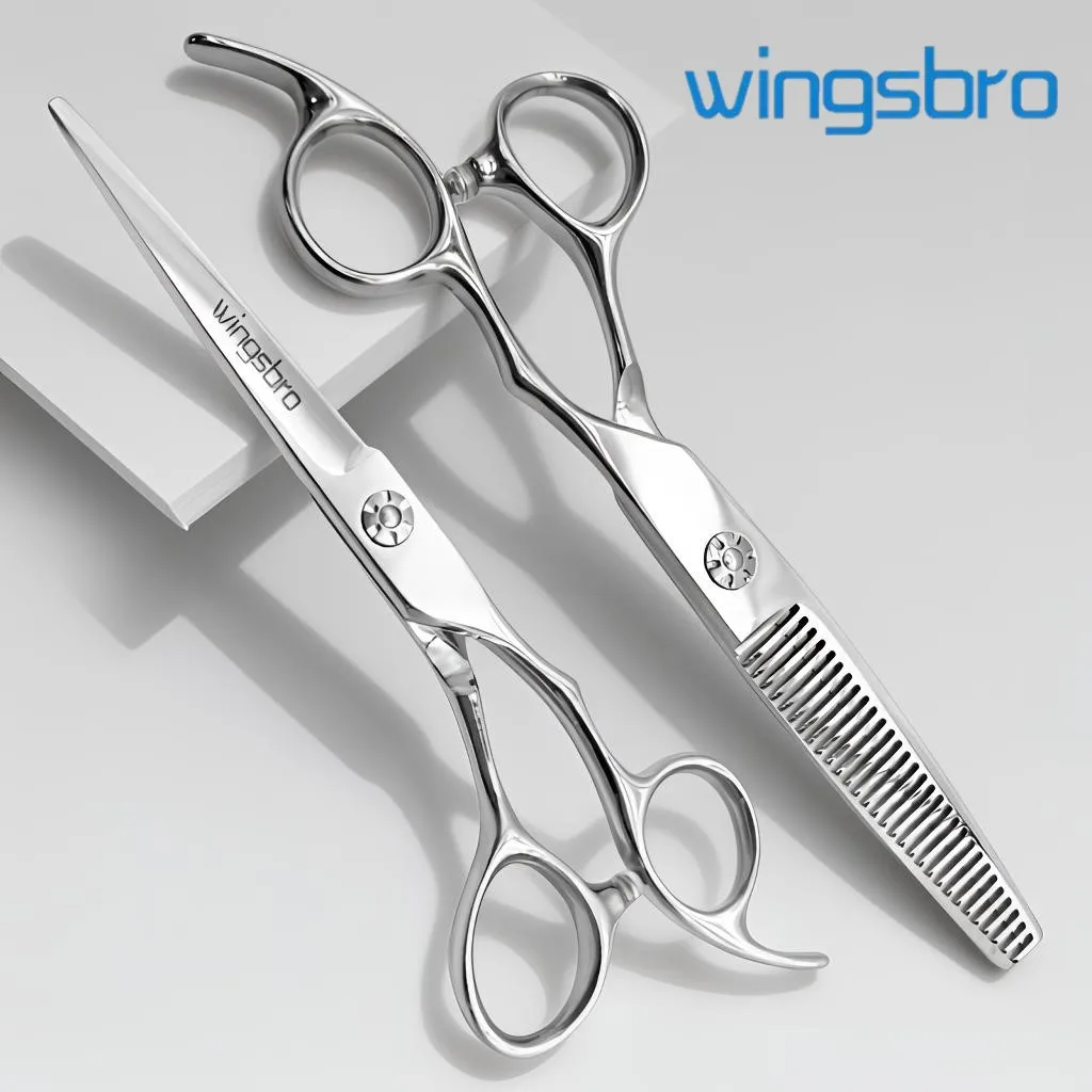 Wingsbro 6,5' Professionelle Friseurschere Haarausdünnungsschere Schneideschere mit Zähnen – Detail 1