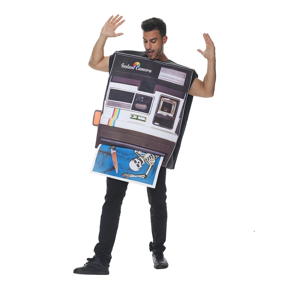 Adult Instant Camera Costume Halloween Mens Womens 80s 90s Party Funny Dress up Carnival Easter Purim Fancy Dress