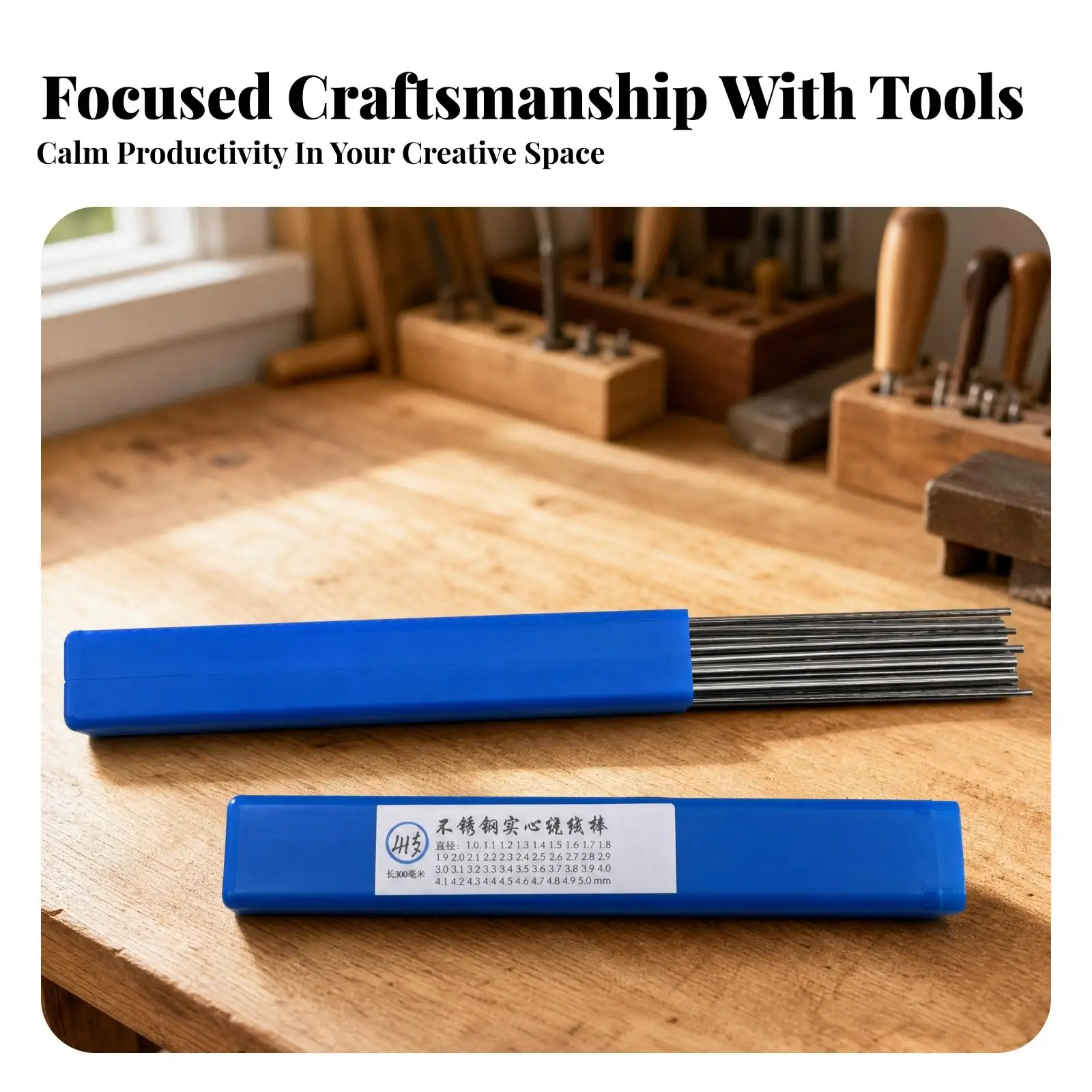 Metal Wire Forming Rod for Jewelry Design with Graduated Scale and Portable Storage Box