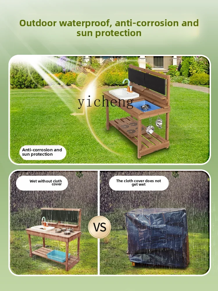 ZZ – maison de jeu multifonctionnelle en bois massif pour enfants, ensemble de jouets de cuisine, ustensiles de cuisine de simulation